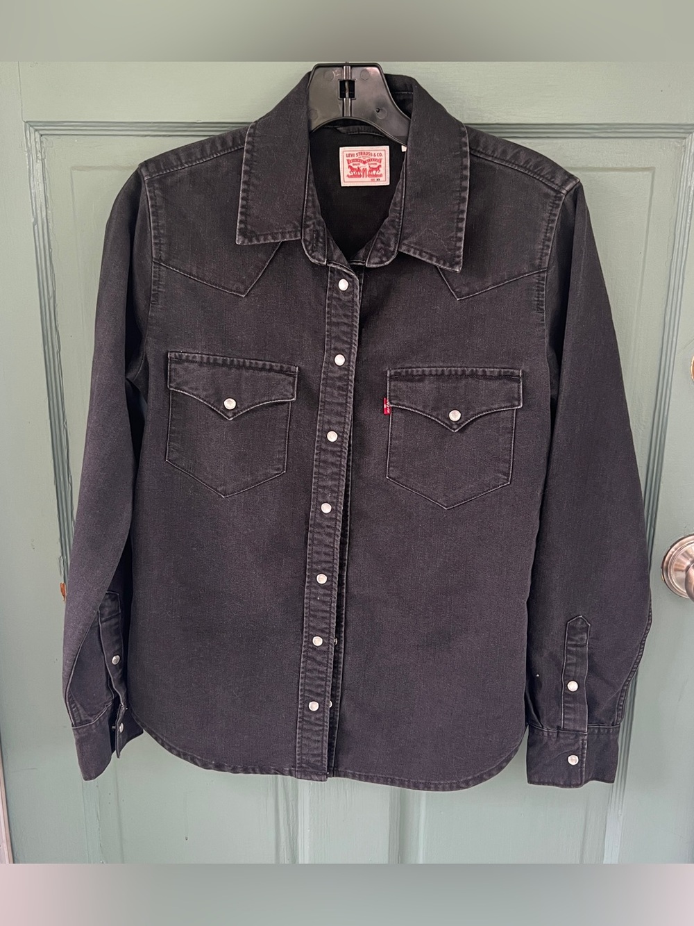 Black Levi’s Denim Long Sleeve Pearl Snap Western Shirt Size XS